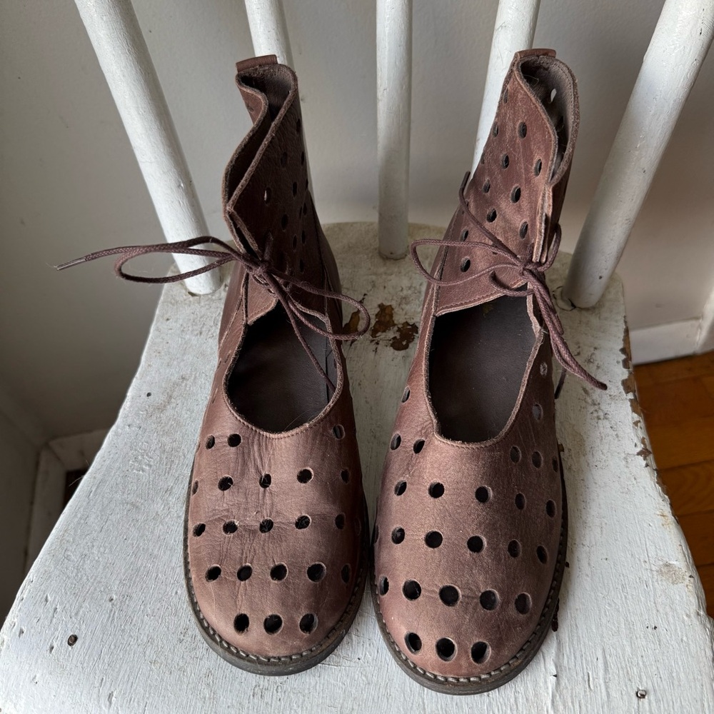 Ewa i Walla Brown Leather Lace-Up Shoes
